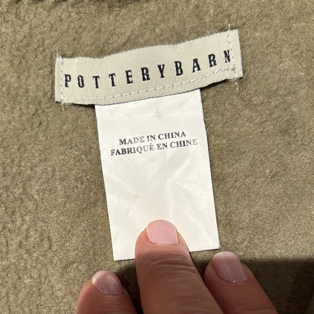 Pottery Barn Olive Green Fringe Throw Blanket